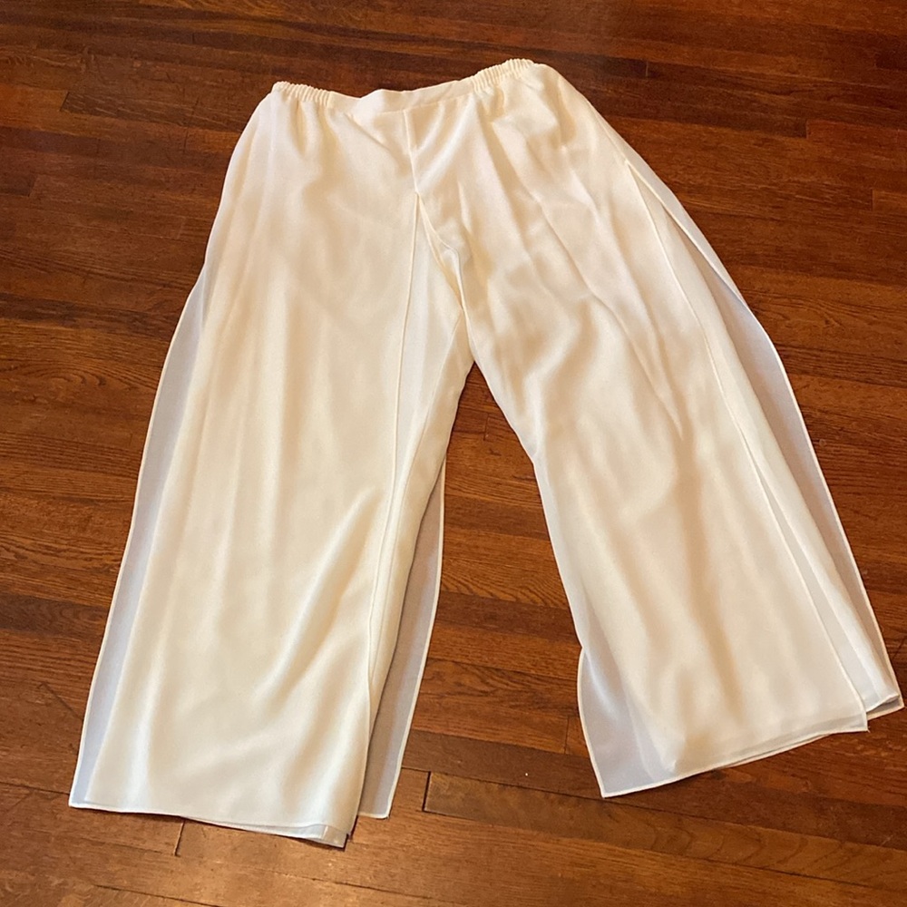 V! KATHY ROBERTS Cream Dress Palazzo Flowing Leg Pants Size 16